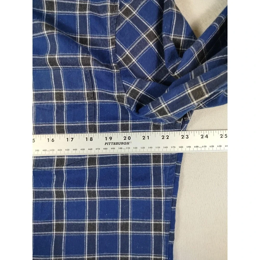 Banana Republic Shirt Mens Large Blue Plaid Long Sleeve‎ Flannel Slim Fit Casual